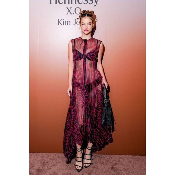 NWT Versace Runway Dress IT 40 US 4 Zebra Sheer Plissé Red Black $5,025 - Picture 2 of 14